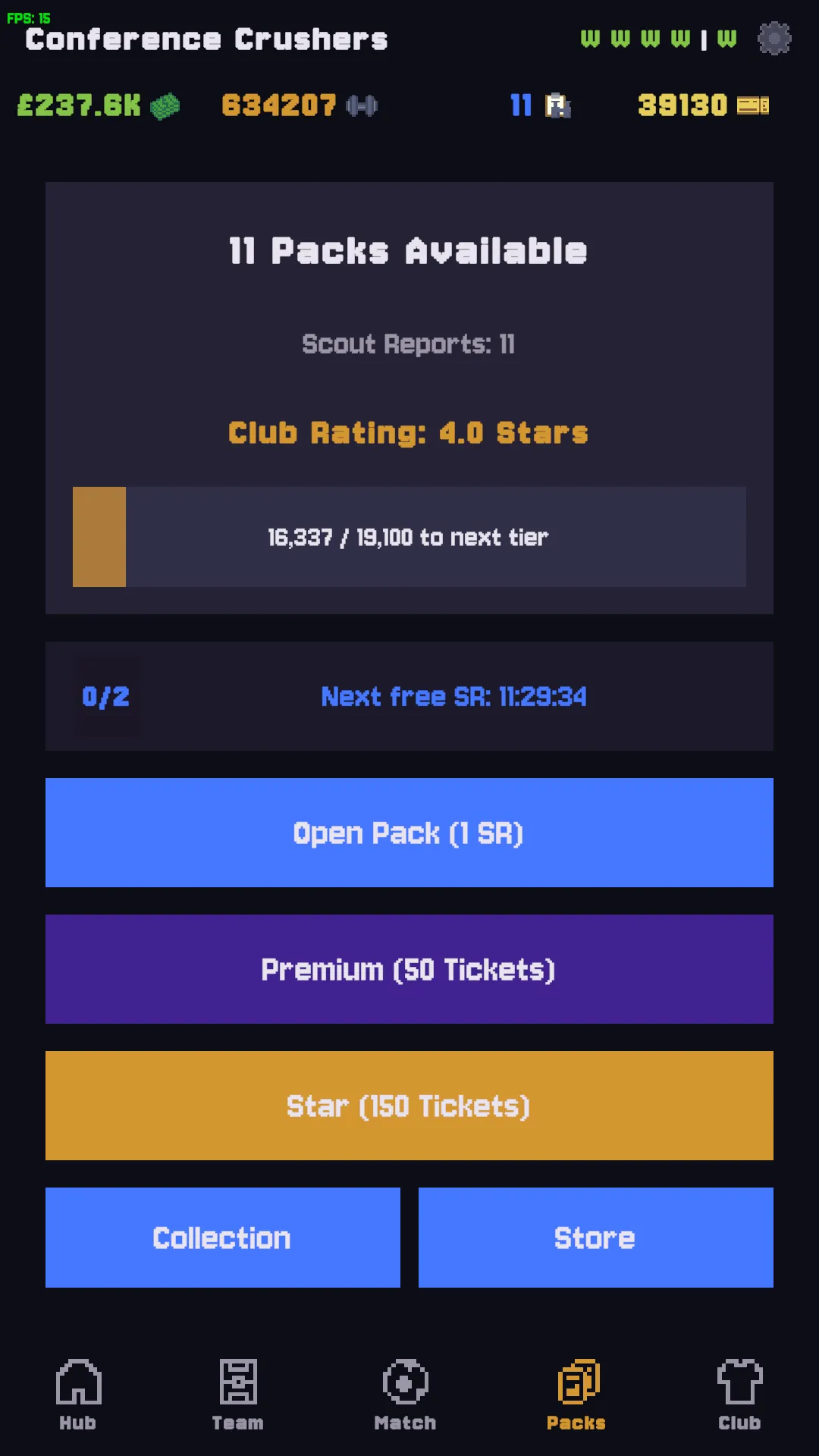 Pocket XI &mdash; player packs and scouting screen